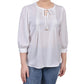 Blusa de cetim feminina NY Collection com manga cotovelo, branca, tamanho pequeno e pequeno