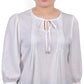 Blusa de cetim feminina NY Collection com manga cotovelo, branca, tamanho pequeno e pequeno