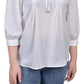 Blusa de cetim feminina NY Collection com manga cotovelo, branca, tamanho pequeno e pequeno