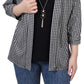 Blusa feminina NY Collection manga 3/4 Two Fer, preta, tamanho pequeno médio