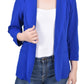 Jaqueta de crepe Scuba feminina NY Collection com manga 3/4, azul, tamanho pequeno e pequeno