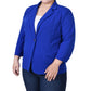 Jaqueta de crepe Scuba Plus com manga 3/4 feminina da NY Collection, azul, tamanho 2X