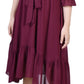 Vestido feminino NY Collection com manga 3/4, decote em V e babados, tamanho pequeno e grande, vermelho