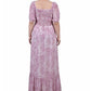 Vestido longo feminino NY Collection com manga curta e babados, rosa, tamanho pequeno médio