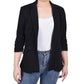 Jaqueta de crepe feminina NY Collection com manga franzida 3/4, preta, tamanho grande