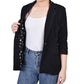 Jaqueta de crepe feminina NY Collection com manga franzida 3/4, preta, tamanho extragrande