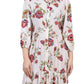Vestido longo feminino NY Collection com manga 3/4 e babados em camadas, tamanho pequeno, médio, branco