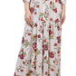 Vestido longo feminino NY Collection com manga 3/4 e babados em camadas, tamanho pequeno, médio, branco