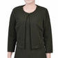 Conjunto de vestido texturizado de duas peças com manga 3/4 feminino NY Collection, verde, tamanho 14