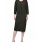 Conjunto de vestido texturizado de duas peças com manga 3/4 feminino NY Collection, verde, tamanho 14