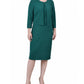 Conjunto de vestido texturizado de duas peças com manga 3/4 feminino NY Collection, verde, tamanho 14, pequeno