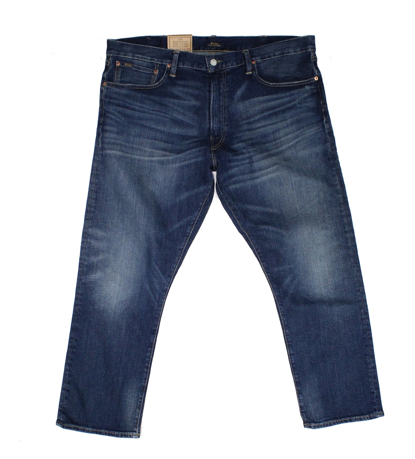 Calça jeans reta e relaxada masculina Polo Ralph Lauren, azul, tamanho 38x30