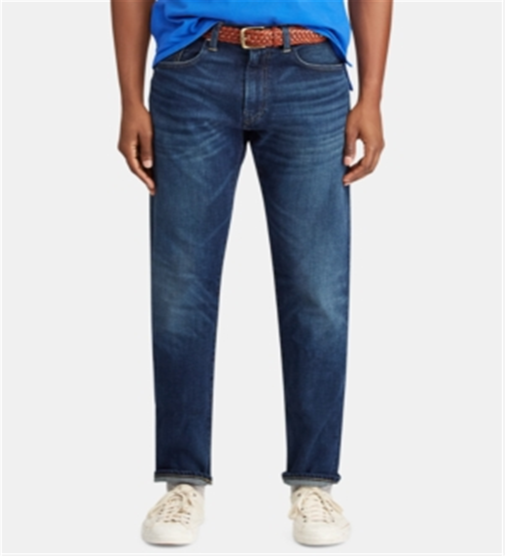 Calça jeans reta e relaxada masculina Polo Ralph Lauren, azul, tamanho 38x30