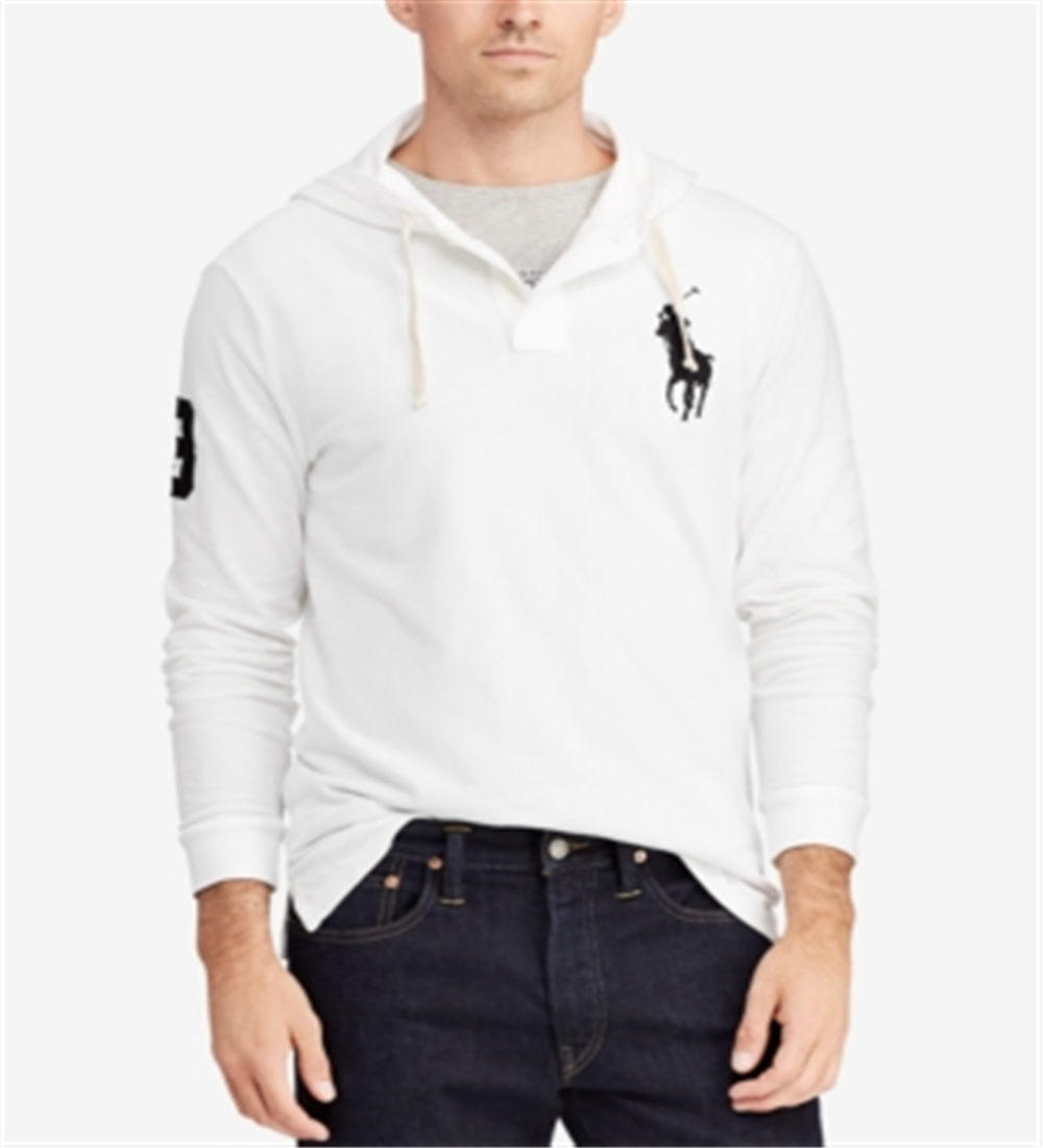 Suéter Ralph Lauren Masculino Manga Longa com Botões Branco Tamanho Grande