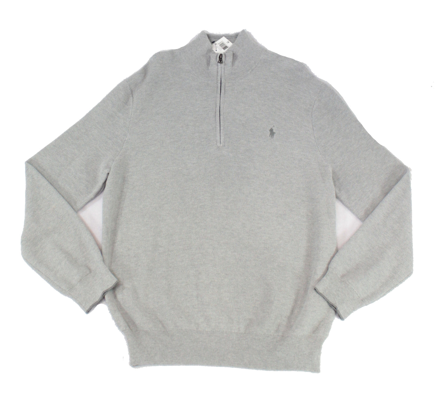 Suéter Polo Ralph Lauren Masculino de Algodão com Zíper de 1/4 Cinza Tamanho P