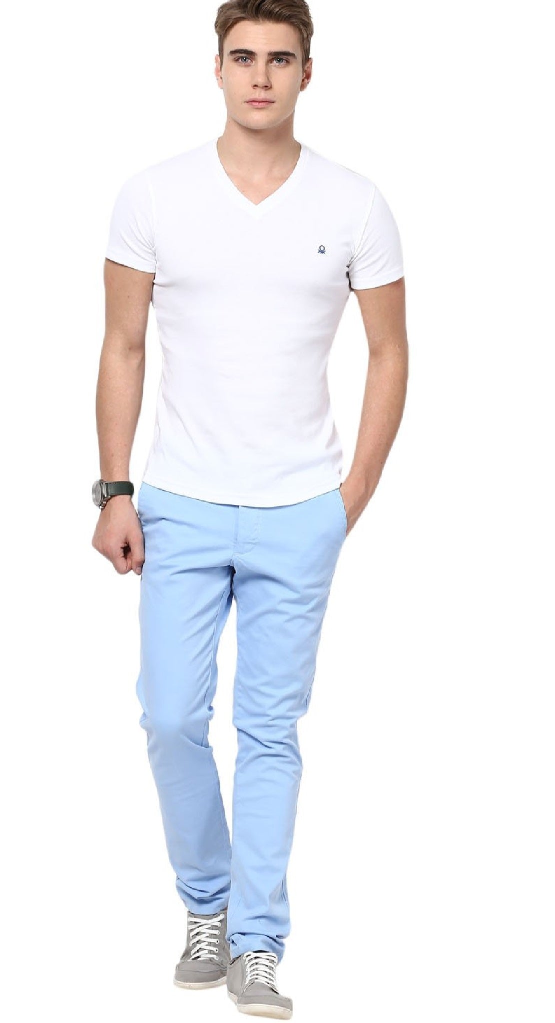 Calça Chino Ralph Lauren Masculina Straight Fit Azul Tamanho 34X32