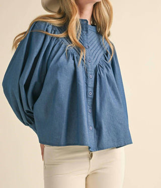 &Merci - Button Down Batwing Sleeve Top