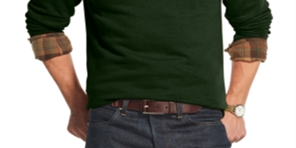Moletom masculino GH Bass Mountain Fleece com gola redonda, verde, tamanho pequeno