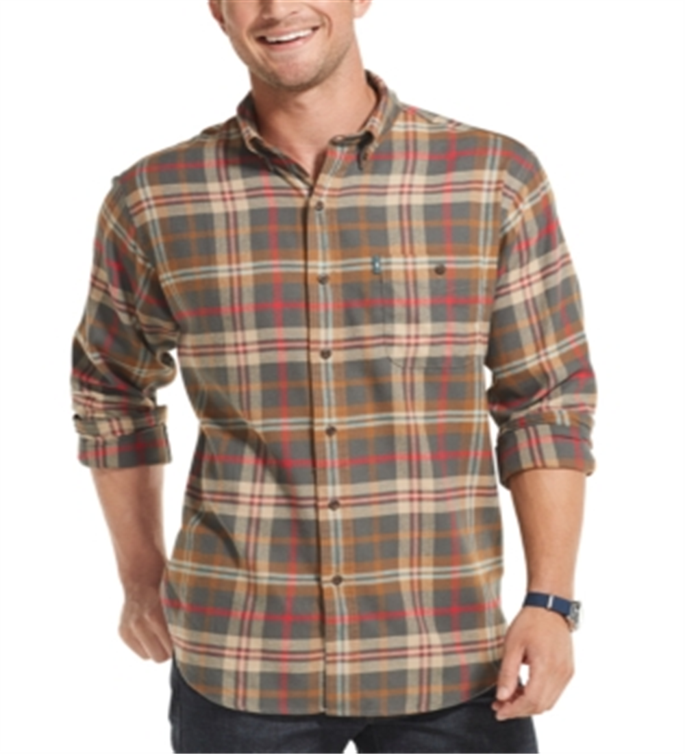 Camisa de flanela xadrez Fireside Classic Fit masculina GH Bass &amp; Co., cinza, tamanho médio