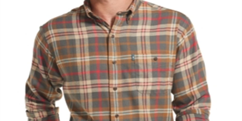 Camisa de flanela xadrez Fireside Classic Fit masculina GH Bass &amp; Co., cinza, tamanho médio