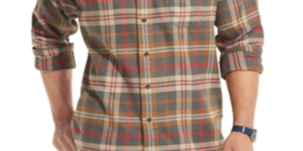 Camisa de flanela xadrez Fireside Classic Fit masculina GH Bass &amp; Co., cinza, tamanho médio