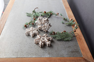 Beaded Wood Design Snowflake Decor (Set of 3)