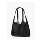 Bolsa de ombro grande de couro Kate Spade Knott feminina, preta, tamanho regular