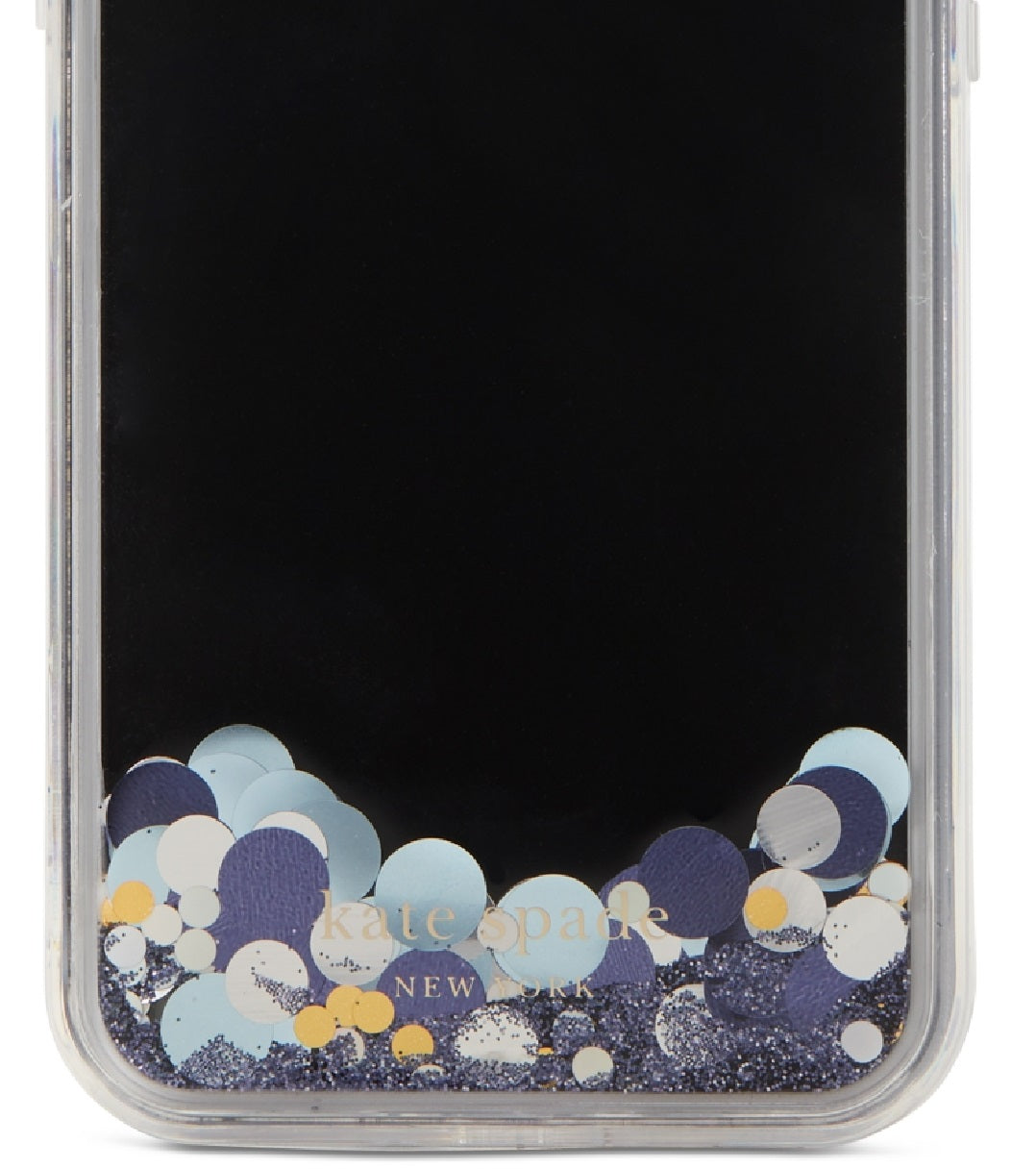 Capa Kate Spade New York Feminina com Glitter Líquido e Confete para iPhone 12 Mini Preta, Tamanho Regular