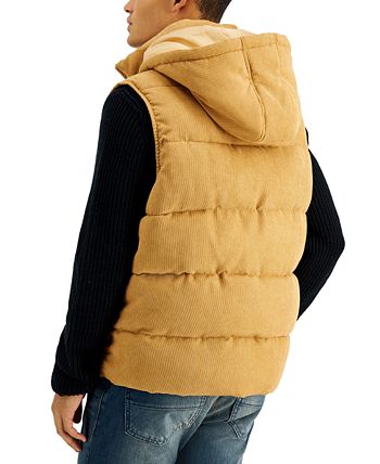 Colete utilitário com capuz e veludo cotelê masculino Sean John, marrom, tamanho extragrande