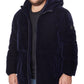 Jaqueta acolchoada de veludo com capuz Sean John masculina, azul, tamanho M