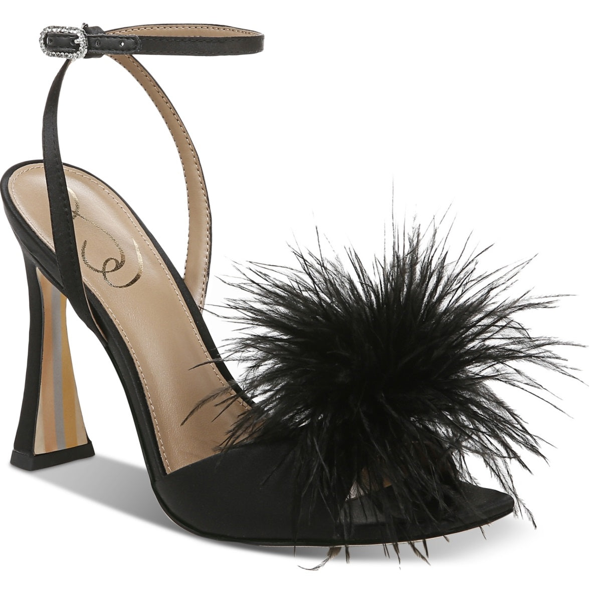 Sandália feminina Sam Edelman Leon com tira no tornozelo, preta, tamanho 8 M