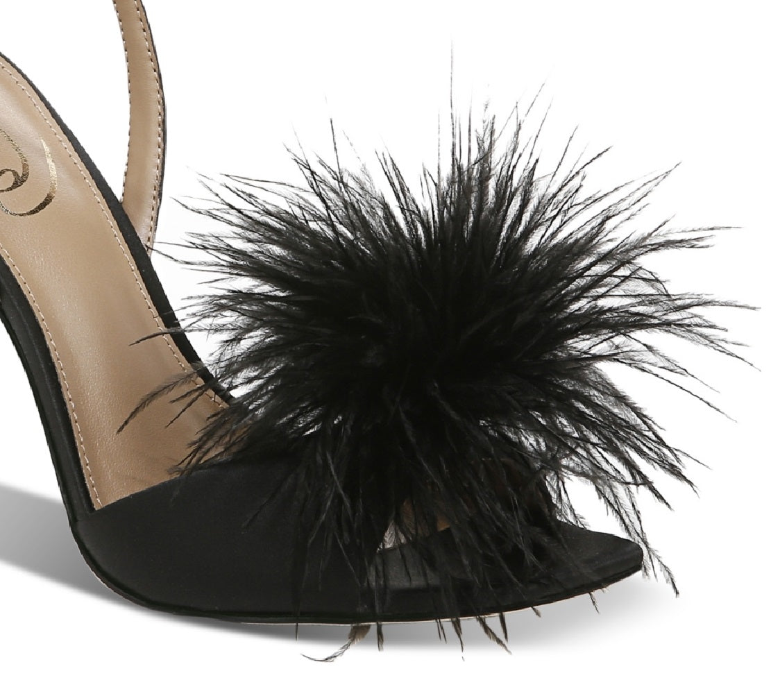 Sandália feminina Sam Edelman Leon com tira no tornozelo, preta, tamanho 8 M