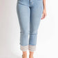 Azi - Rhinestone Crystal Hem Crop Jeans