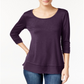 Top feminino de chiffon com bainha estilo &amp; co, roxo, tamanho extragrande