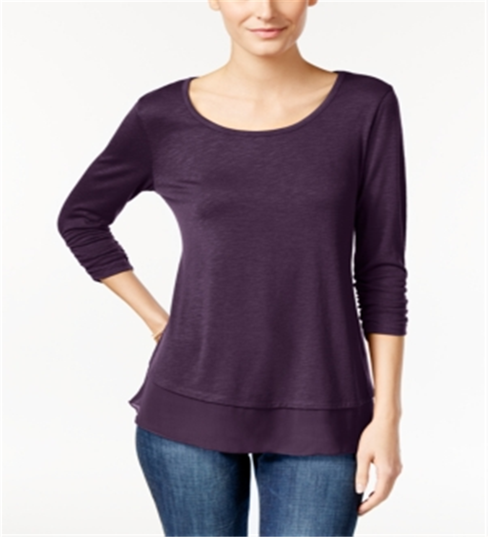 Top feminino de chiffon com bainha estilo &amp; co, roxo, tamanho extragrande