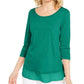 Top feminino de chiffon verde estilo &amp; co, tamanho P