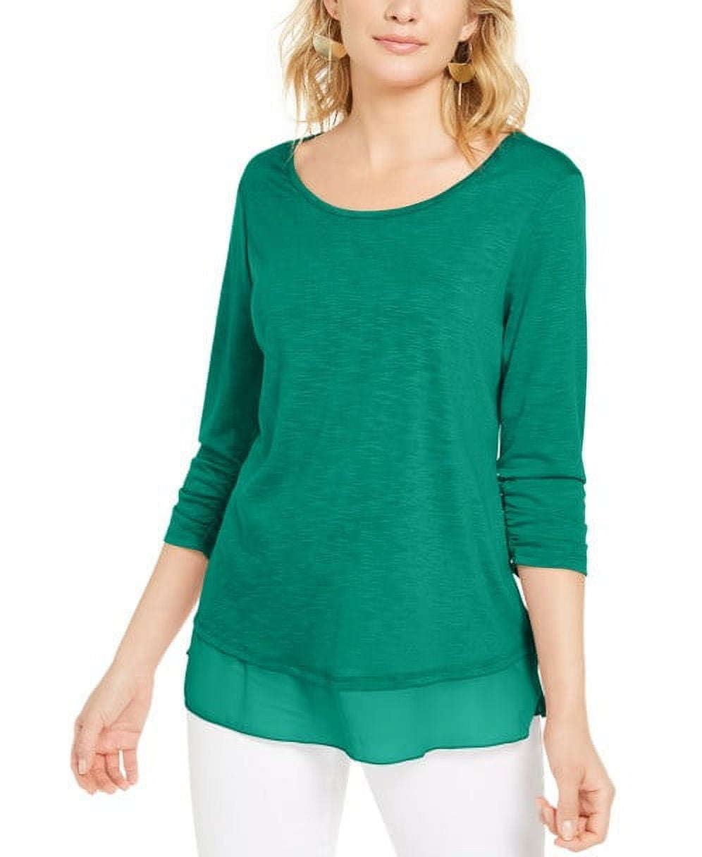 Top feminino de chiffon verde estilo &amp; co, tamanho P