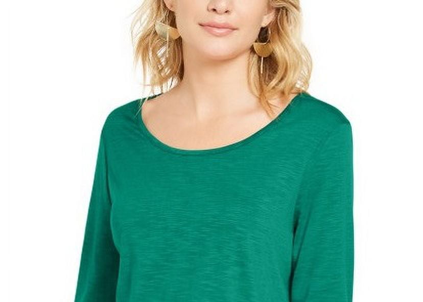 Top feminino de chiffon verde estilo &amp; co, tamanho P
