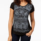 Camiseta feminina gráfica Style &amp; Co, preta, tamanho pequeno