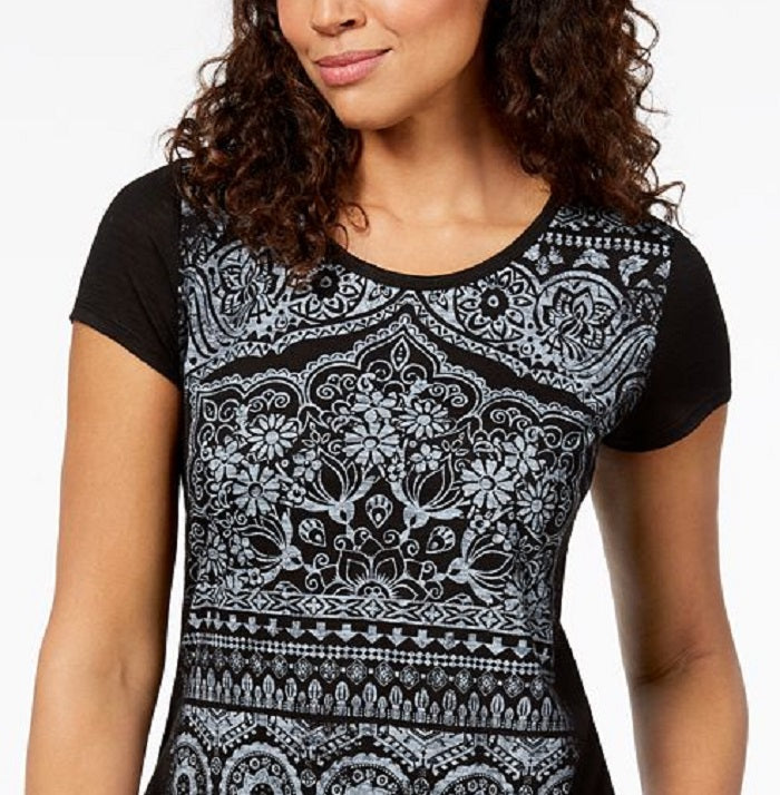 Camiseta feminina gráfica Style &amp; Co, preta, tamanho pequeno