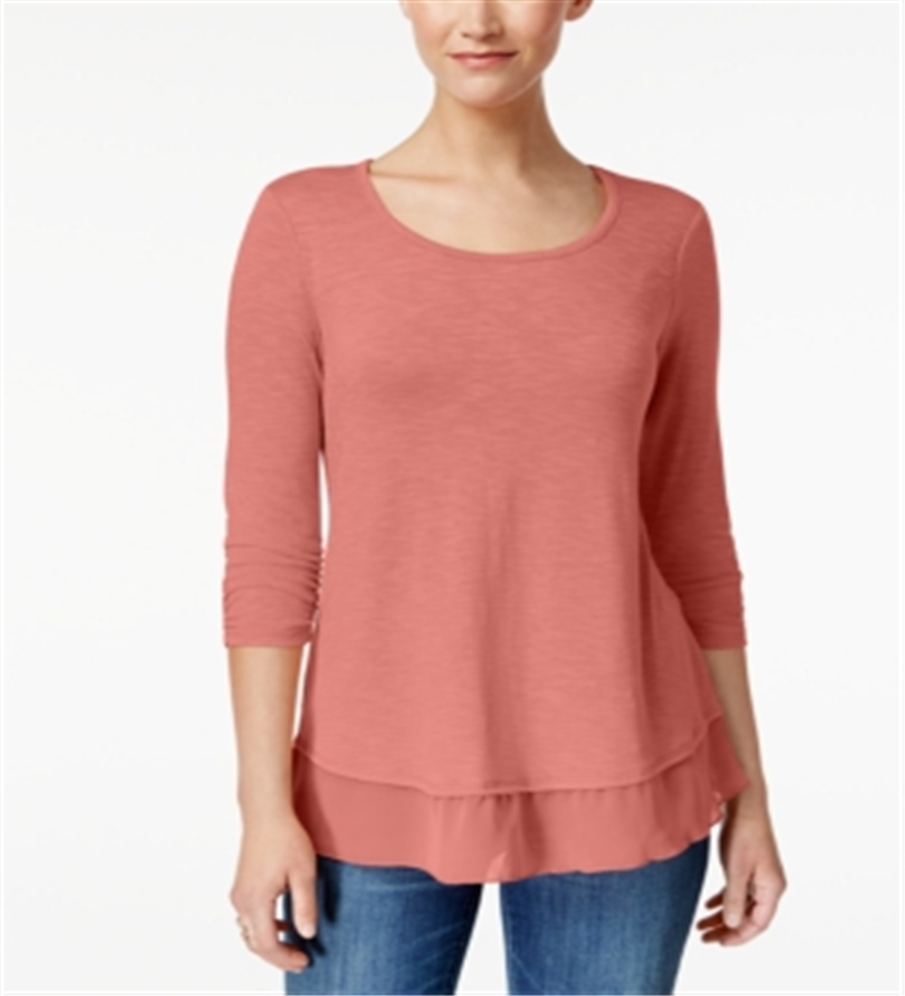 Top de chiffon feminino Style &amp; Co, rosa, tamanho X-S
