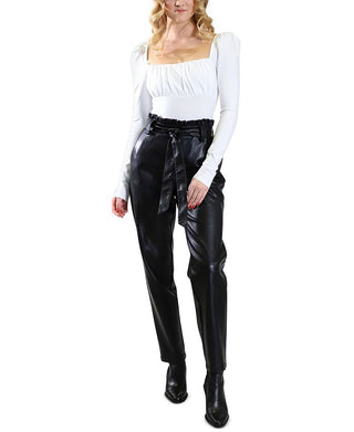 Body feminino Kit &amp; Sky com manga bufante e decote quadrado, branco, tamanho extragrande