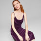 E agora este vestido feminino listrado assimétrico roxo tamanho médio