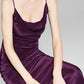 E agora este vestido feminino listrado assimétrico roxo tamanho médio