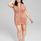 E agora este vestido-camisa franzido feminino marrom tamanho 3X