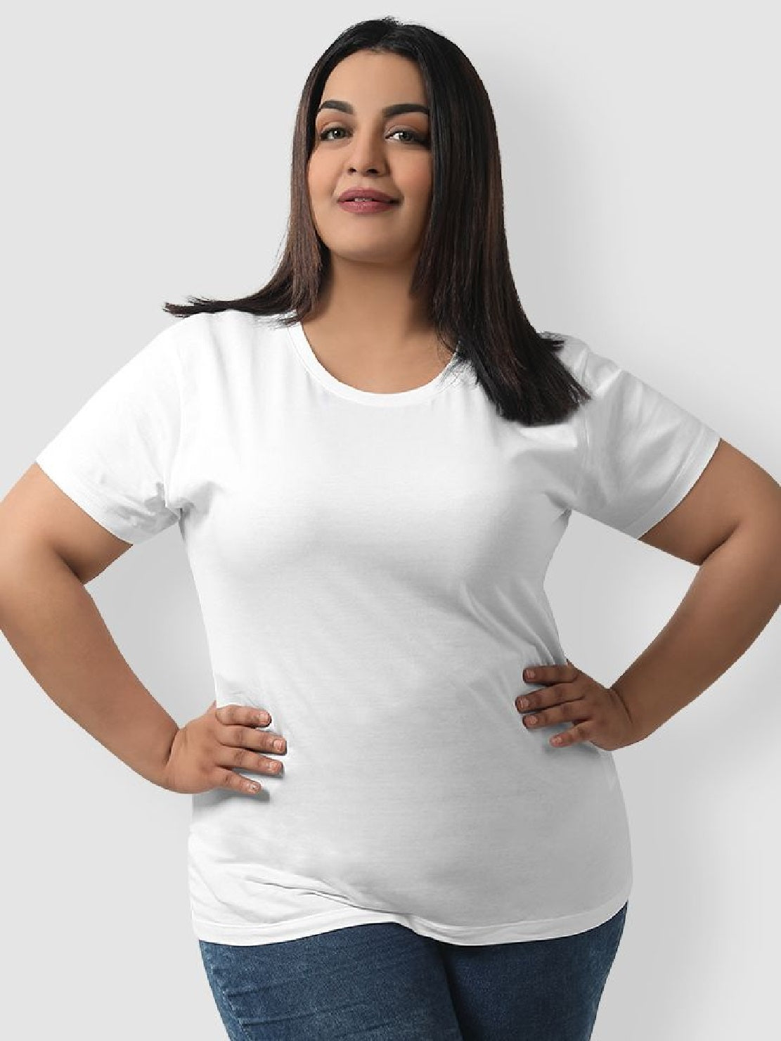 E agora esta camiseta feminina canelada plus size branca tamanho 2X