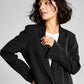 E agora este blazer feminino grande com gola entalhada e um botão, preto, tamanho extragrande