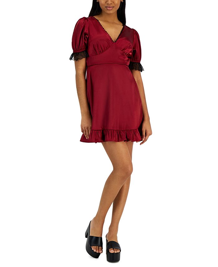 Vestido de festa e coquetel com acabamento em renda de cetim feminino Kit &amp; Sky, tamanho XX-S