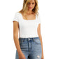 E agora este body feminino de manga curta com decote quadrado, branco, tamanho grande