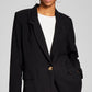 E agora este blazer feminino texturizado de um botão, tamanho grande, preto, tamanho médio